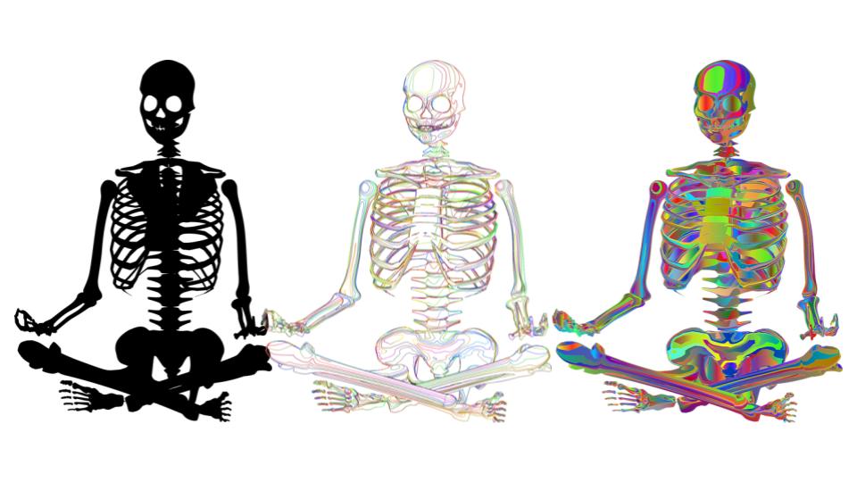 Skeleton meditating