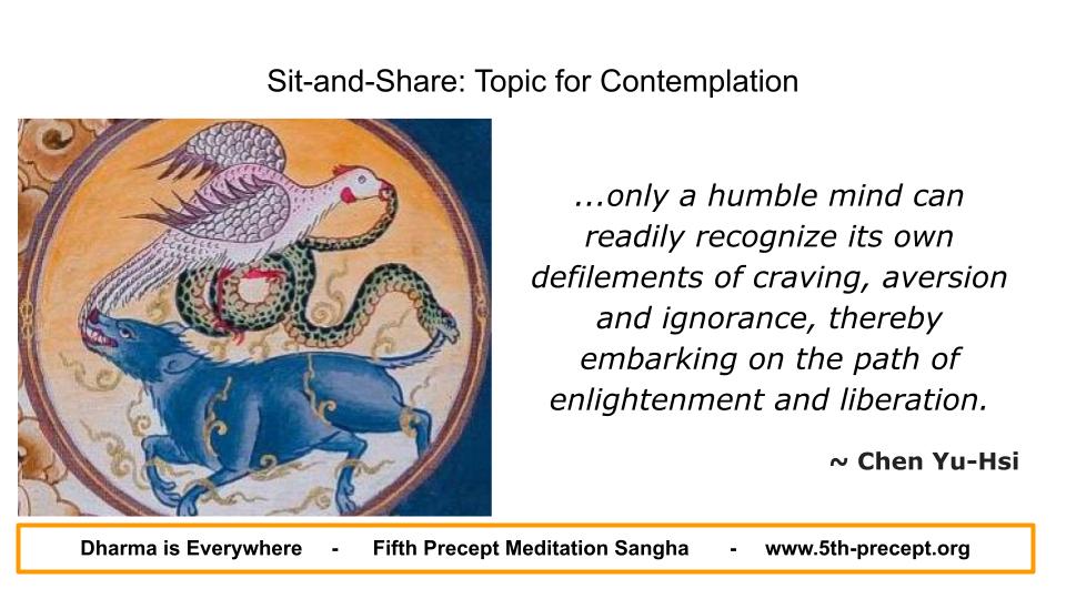Buddhist mandala showing cockerel of greed, snake of hate, and pig of ignorance