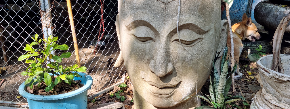 Image – ‘Smiling Buddha Face’ - Wat Thamkrabok Detox Temple, Phraputthabat, Saraburi, Thailand - June 2022