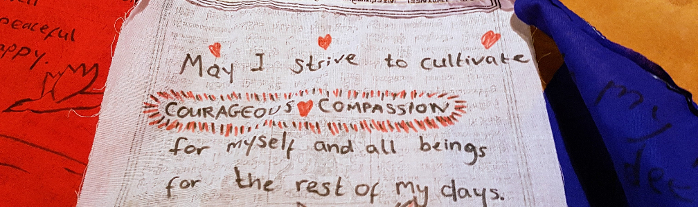 Image – ‘Compassionate Courage’ - Prayer Flag at Everyday Nirvana, Every Day: A Hungry Ghost Retreat held at New Life Foundation, Chiang Rai, Thailand - August 2016